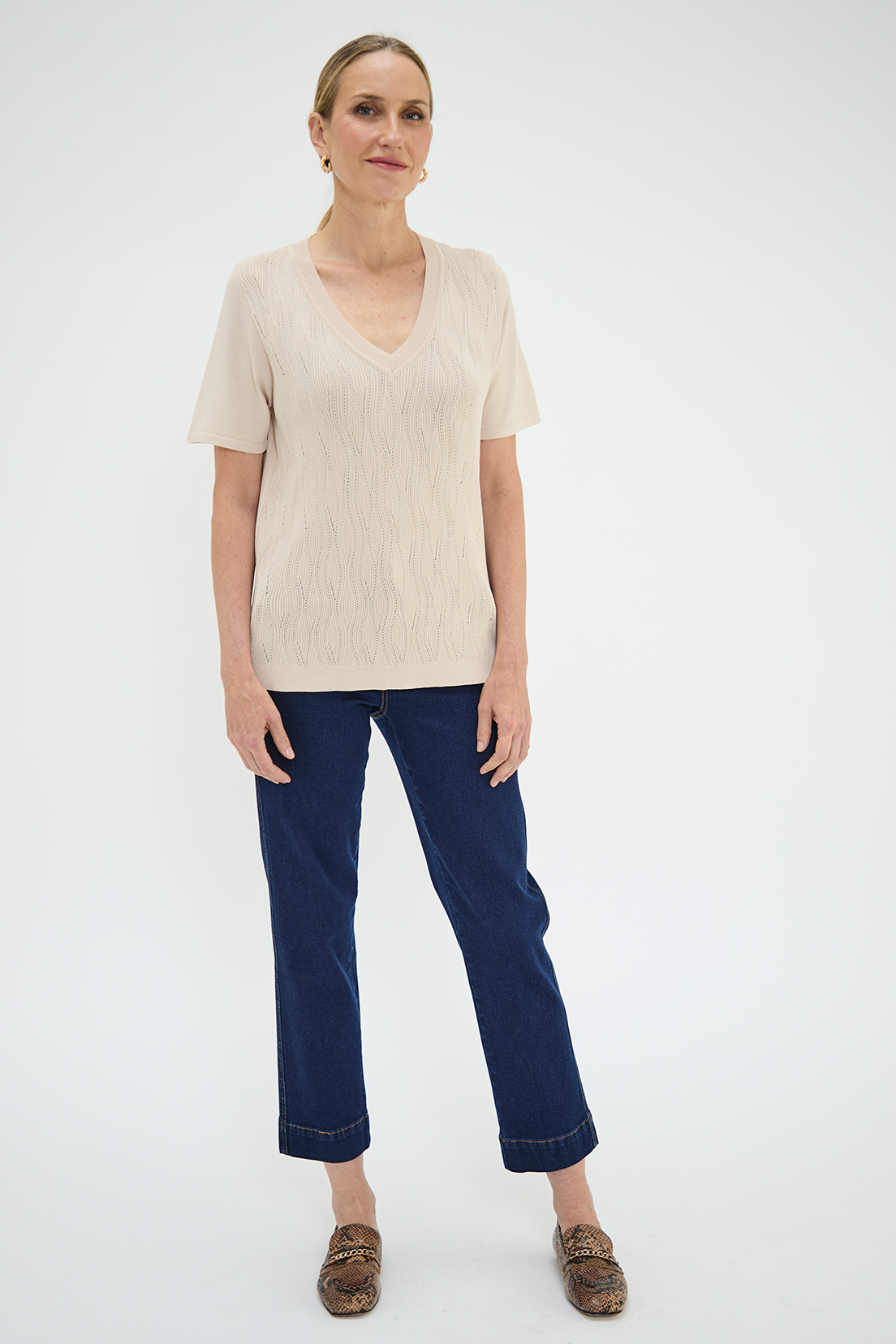 POLERA MUJER MA GRIFFE BEIGE TEJIDA - 1