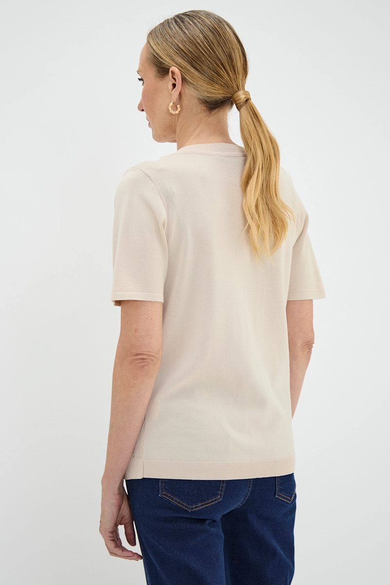 POLERA MUJER MA GRIFFE BEIGE TEJIDA - 4