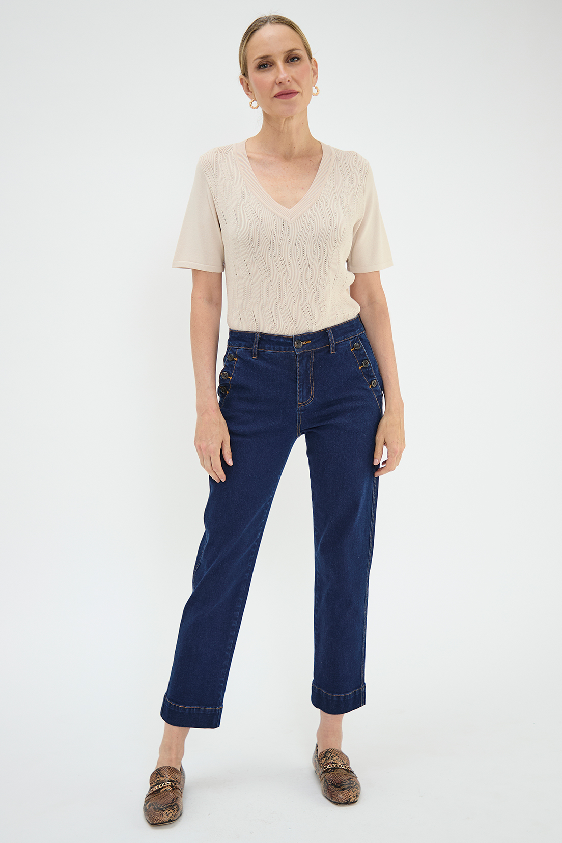 POLERA MUJER MA GRIFFE BEIGE TEJIDA - 5