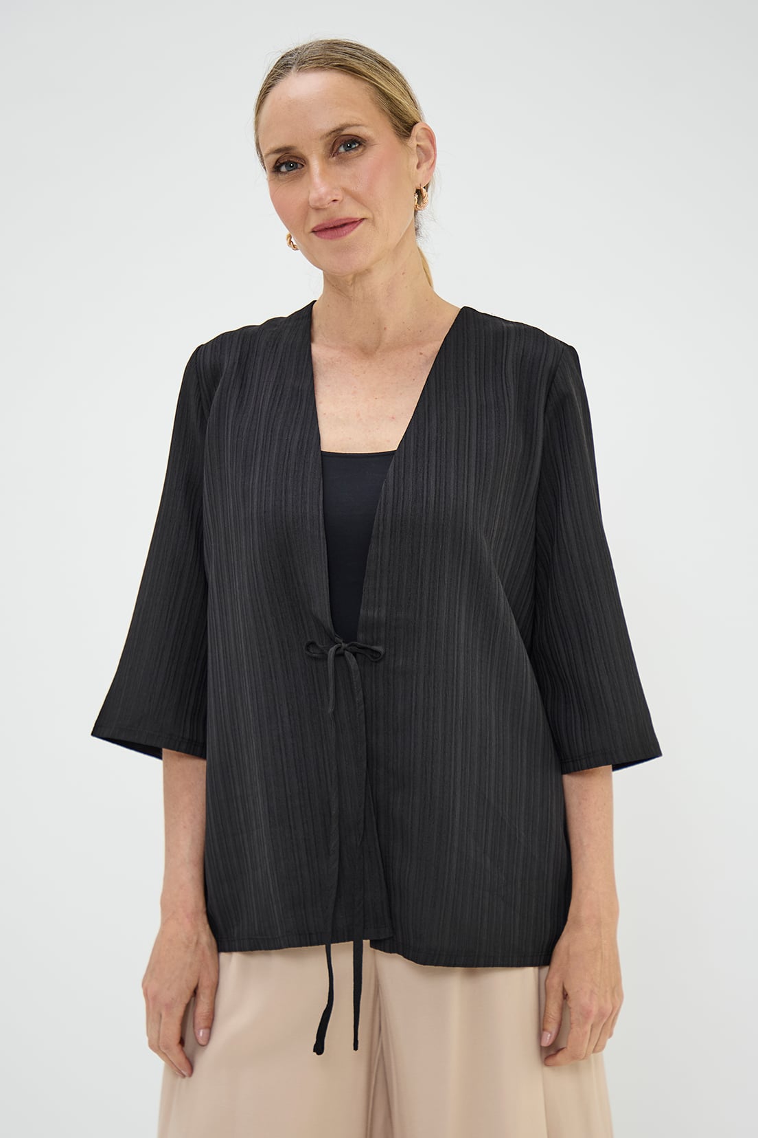 KIMONO MUJER MA GRIFFE NEGRO TEXTURA - 4