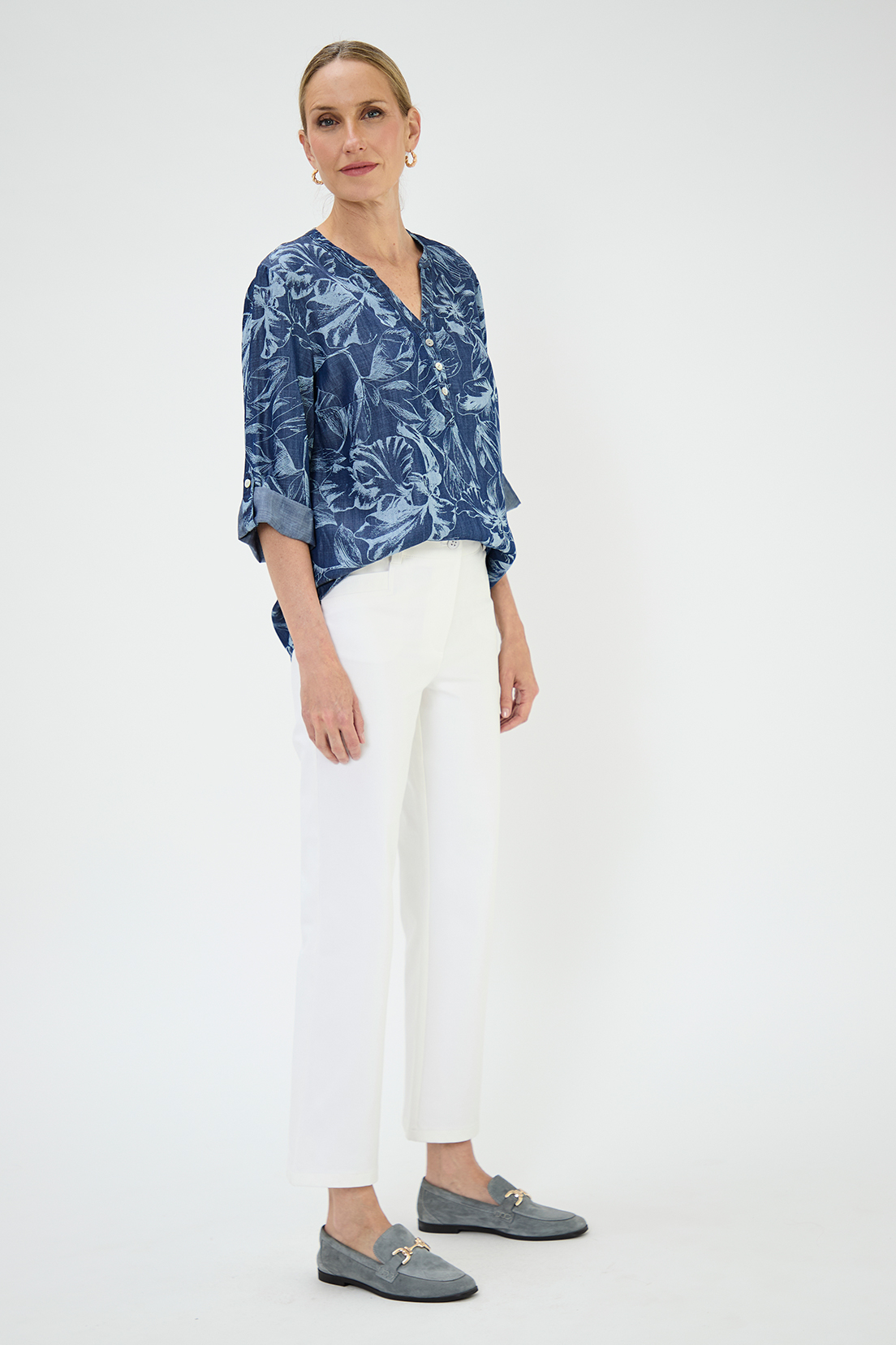 BLUSA MUJER MA GRIFFE AZUL LYOCELL ESTAMPADA - 3