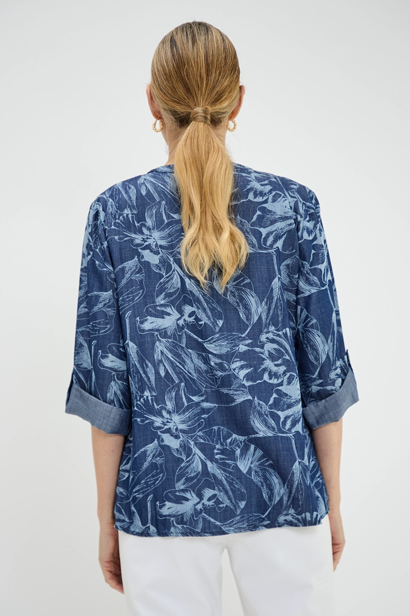 BLUSA MUJER MA GRIFFE AZUL LYOCELL ESTAMPADA - 5