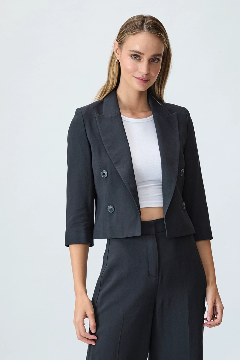 BLAZER MUJER IO NEGRO LISO - 2