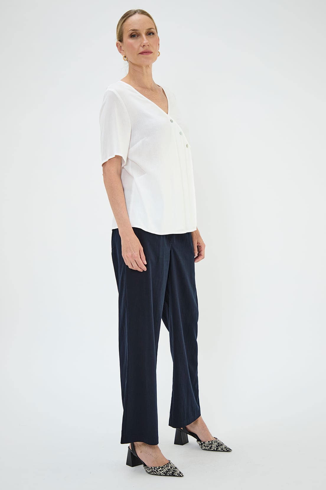 BLUSA MANGA CORTA MUJER MA GRIFFE BLANCO ESCOTE EN V - 3
