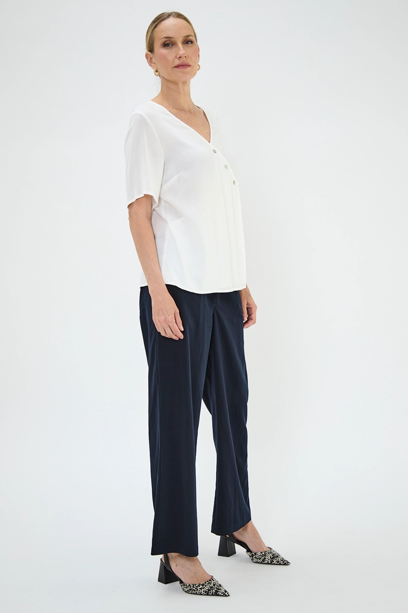 BLUSA MANGA CORTA MUJER MA GRIFFE BLANCO ESCOTE EN V - 3