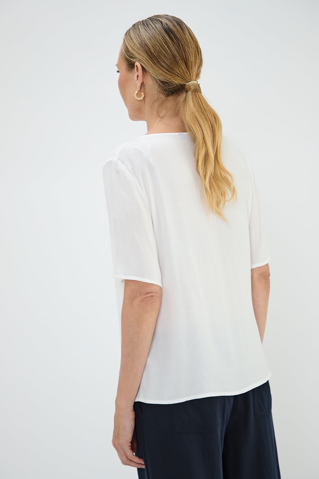 BLUSA MANGA CORTA MUJER MA GRIFFE BLANCO ESCOTE EN V - 4