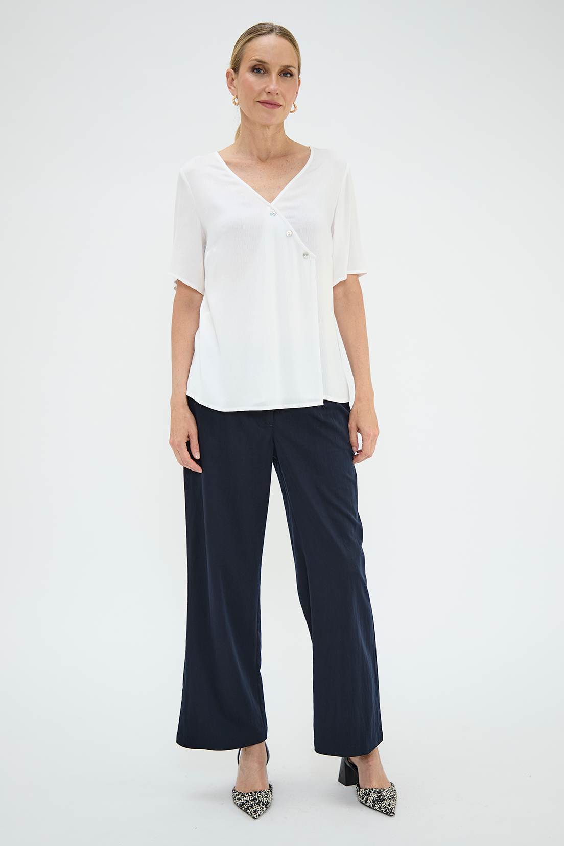 BLUSA MANGA CORTA MUJER MA GRIFFE BLANCO ESCOTE EN V - 5