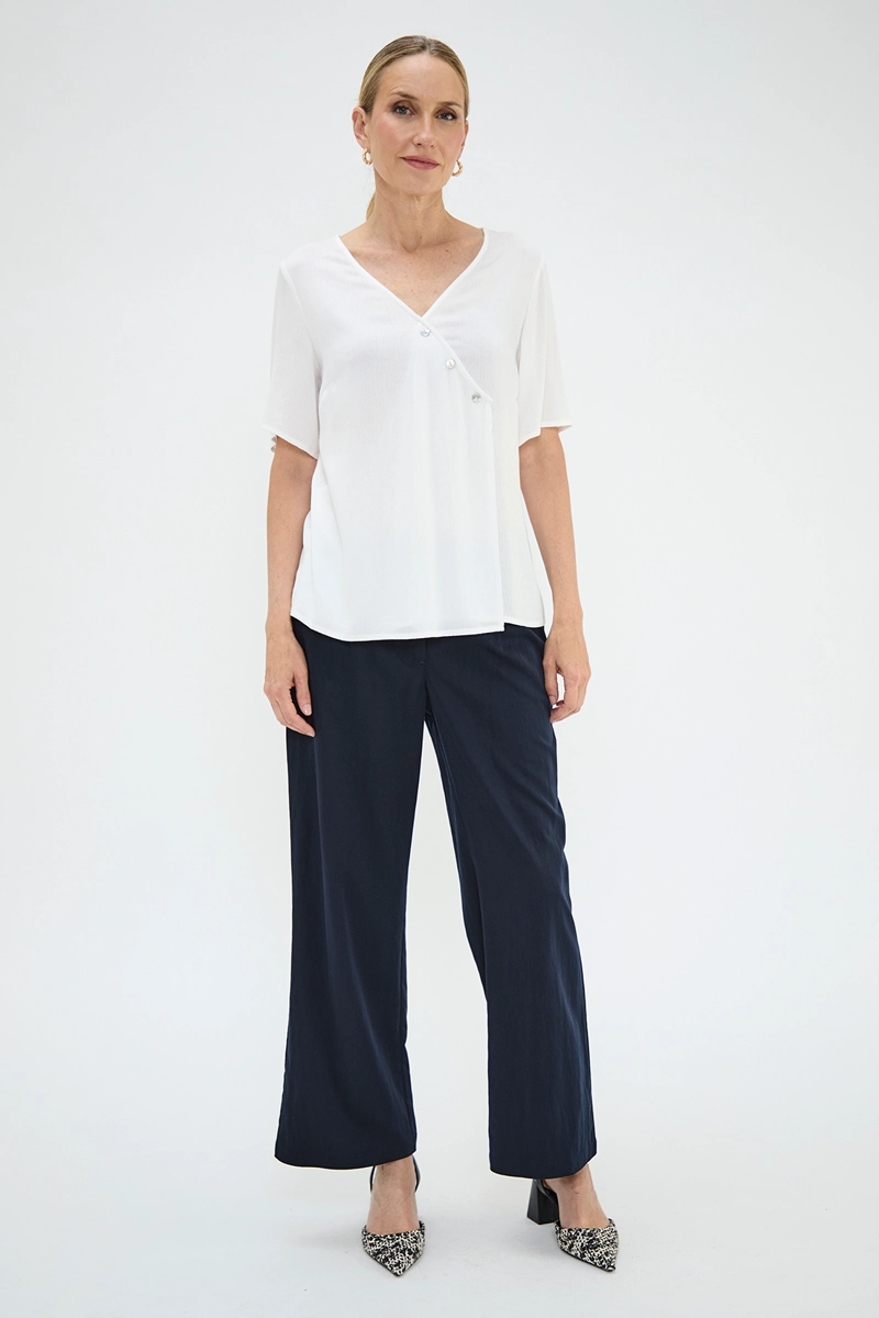 BLUSA MANGA CORTA MUJER MA GRIFFE BLANCO ESCOTE EN V - 5