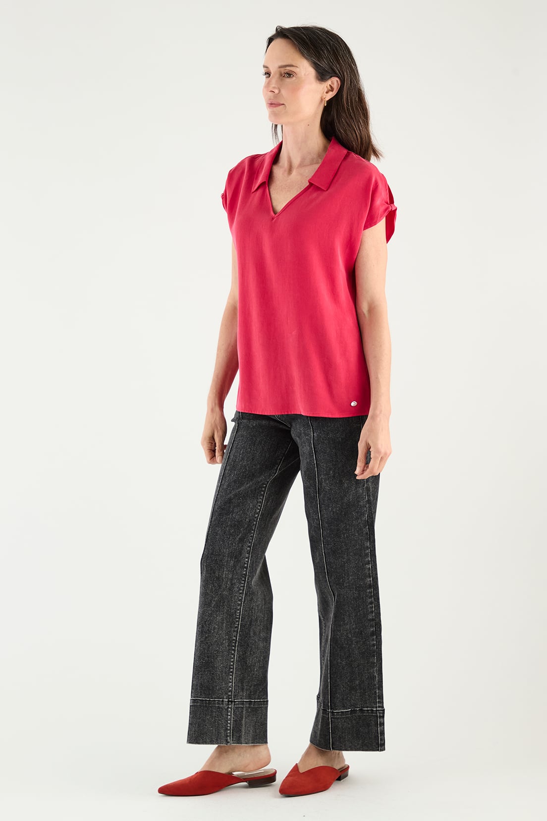 BLUSA MUJER MA GRIFFE FUCSIA ESCOTE EN V - 3