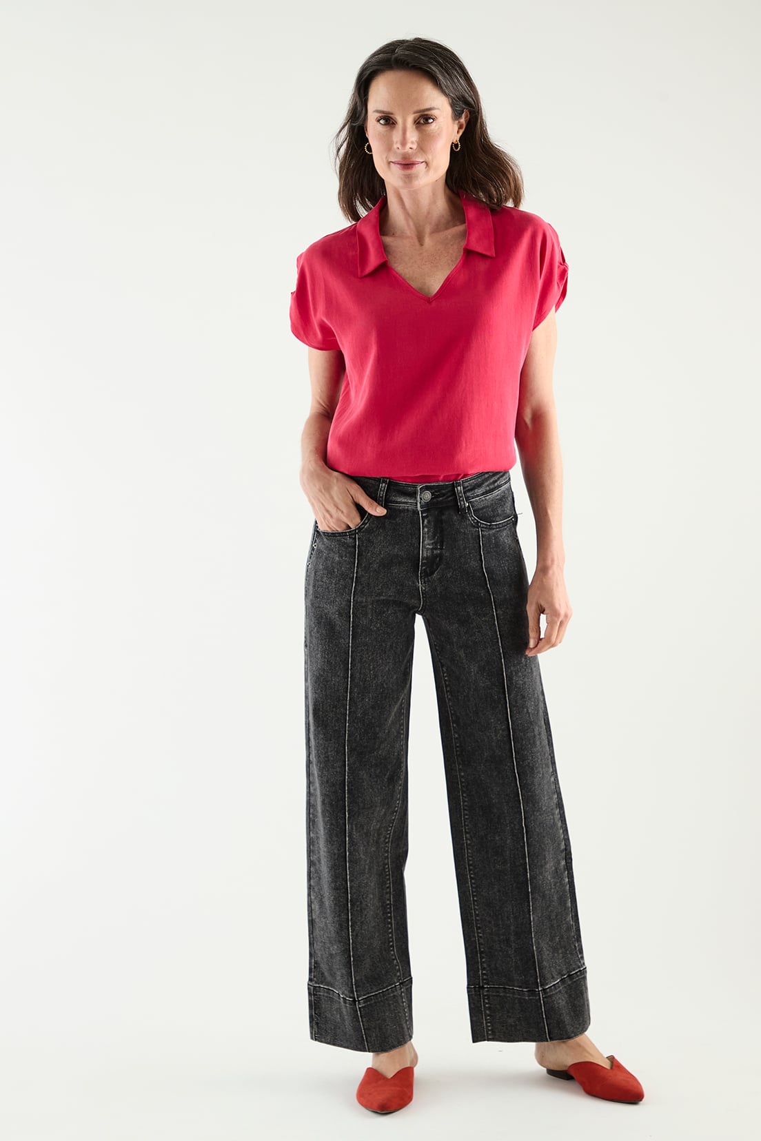 BLUSA MUJER MA GRIFFE FUCSIA ESCOTE EN V - 5