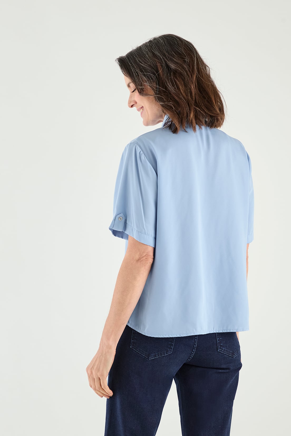 BLUSA MANGA CORTA MUJER MA GRIFFE CELESTE CAMISERA - 4