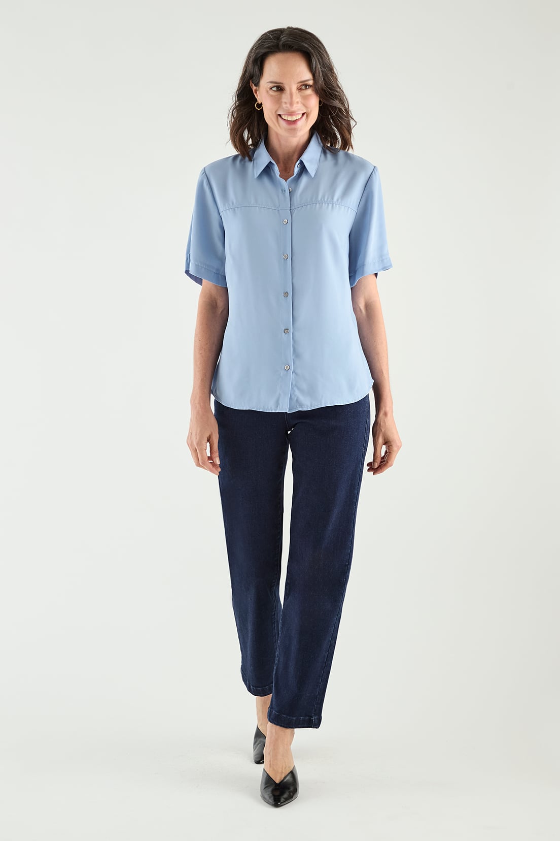 BLUSA MANGA CORTA MUJER MA GRIFFE CELESTE CAMISERA - 5