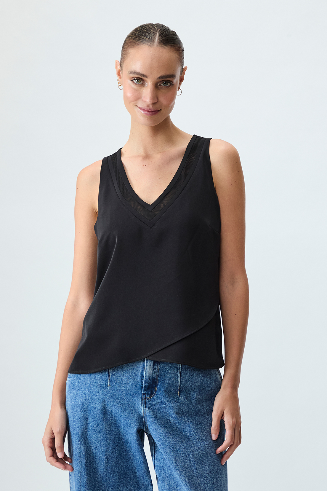 BLUSA MUJER NEGRO LISA - 1