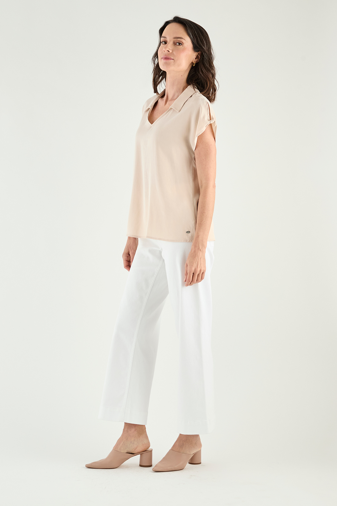 BLUSA MUJER GRIFFE BEIGE ESCOTE V - 3