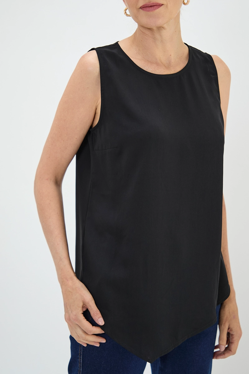BLUSA SIN MANGAS MUJER GRIFFE NEGRO ASIMETRICA - 2