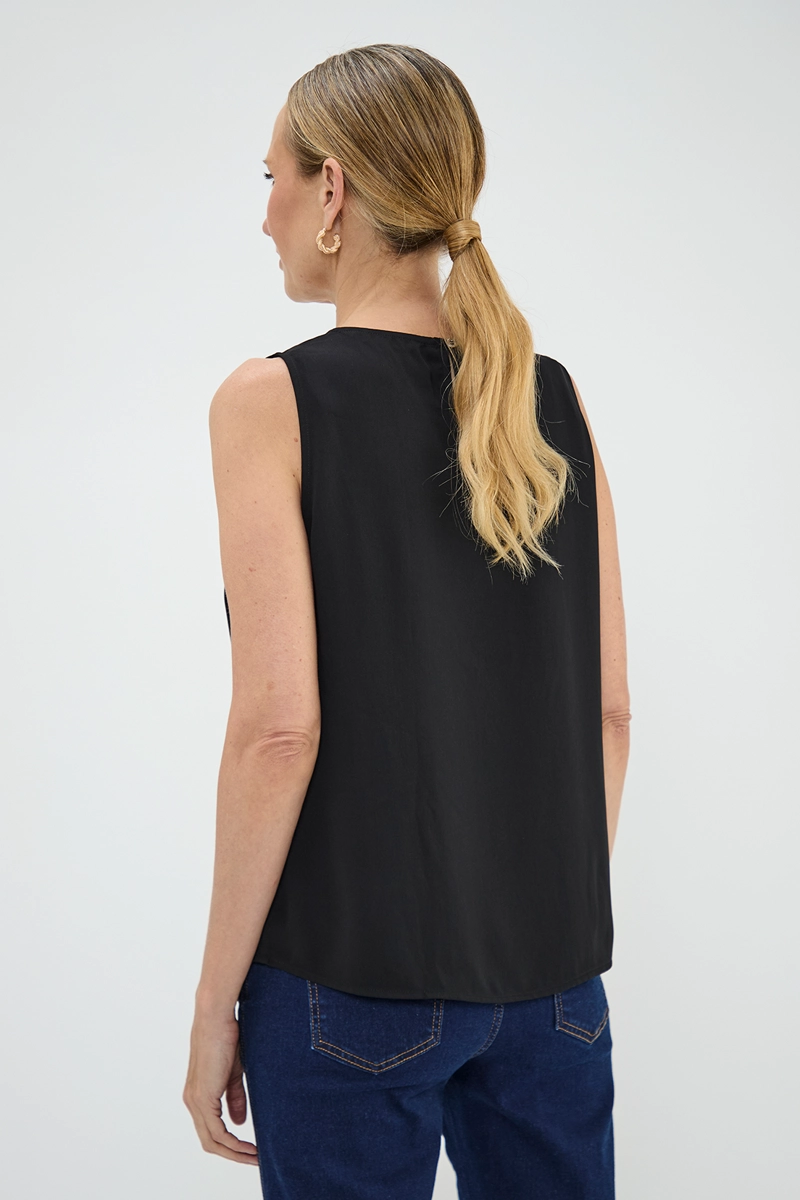 BLUSA SIN MANGAS MUJER GRIFFE NEGRO ASIMETRICA - 3