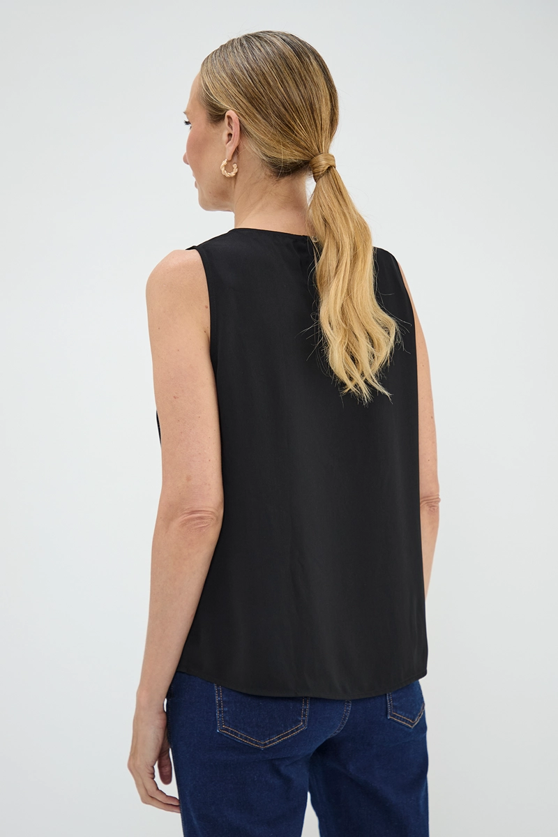 BLUSA SIN MANGAS MUJER GRIFFE NEGRO ASIMETRICA - 3