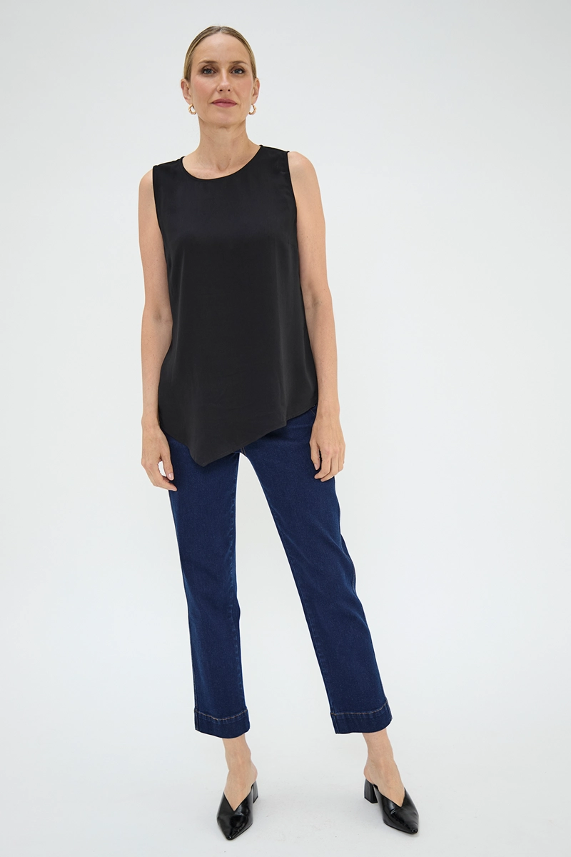 BLUSA SIN MANGAS MUJER GRIFFE NEGRO ASIMETRICA - 4