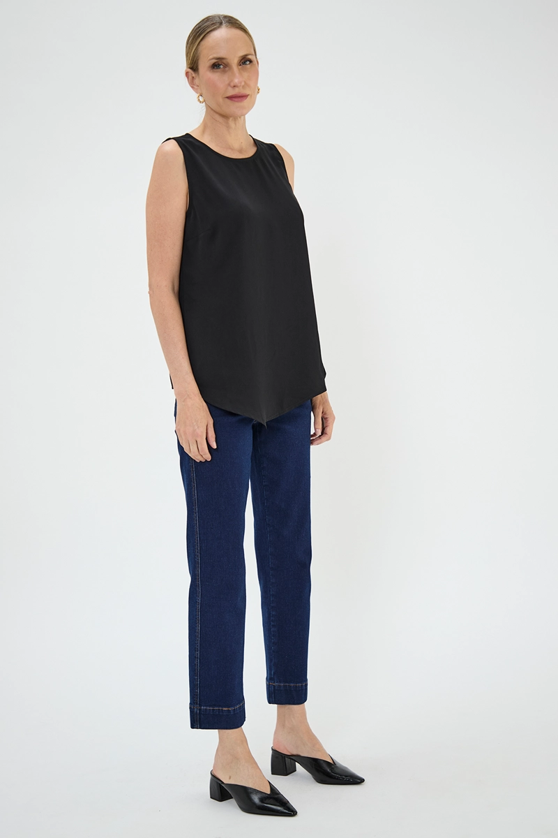 BLUSA SIN MANGAS MUJER GRIFFE NEGRO ASIMETRICA - 5