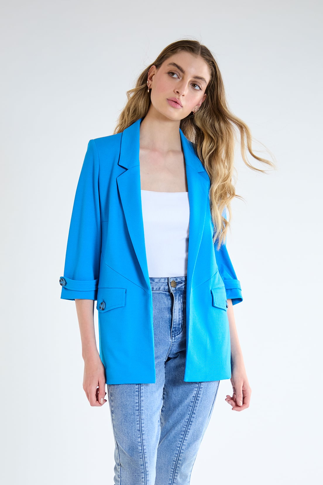 BLAZER MUJER IO AZUL LISO - 1