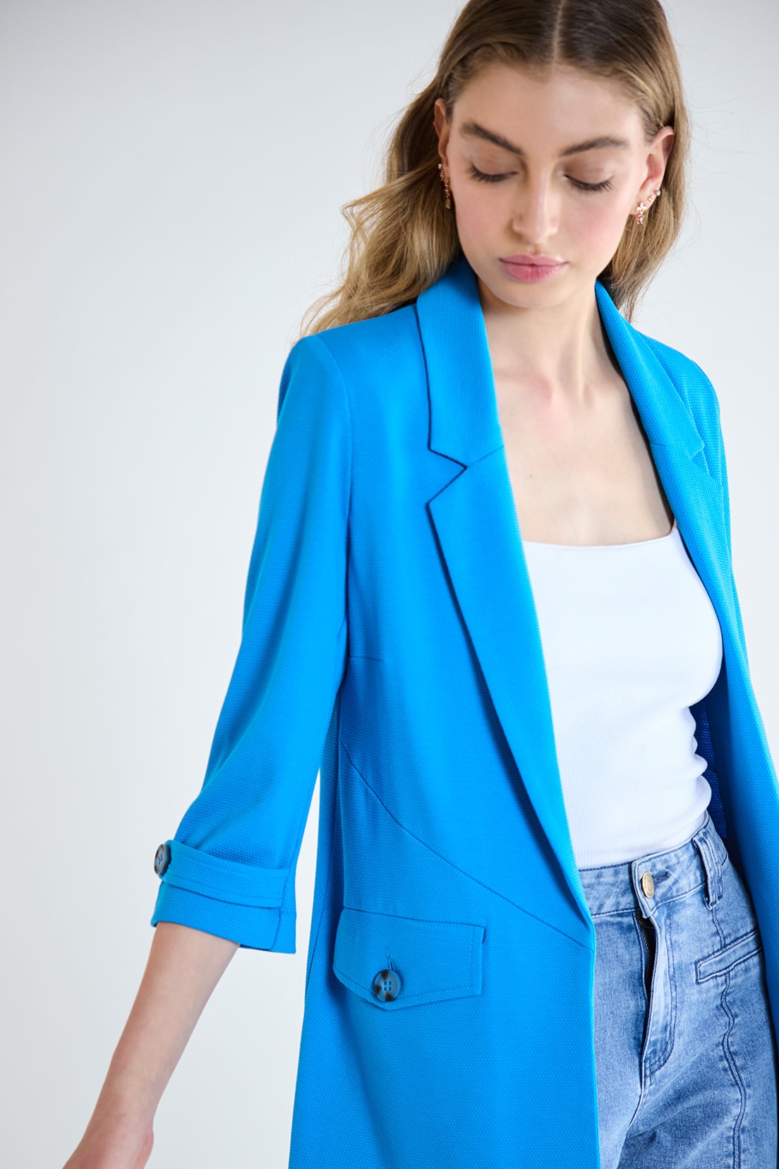BLAZER MUJER IO AZUL LISO - 2