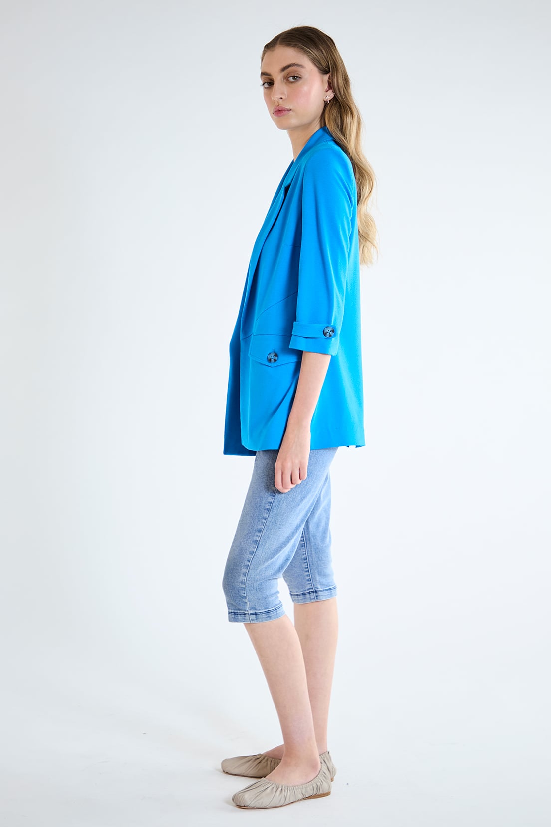 BLAZER MUJER IO AZUL LISO - 3