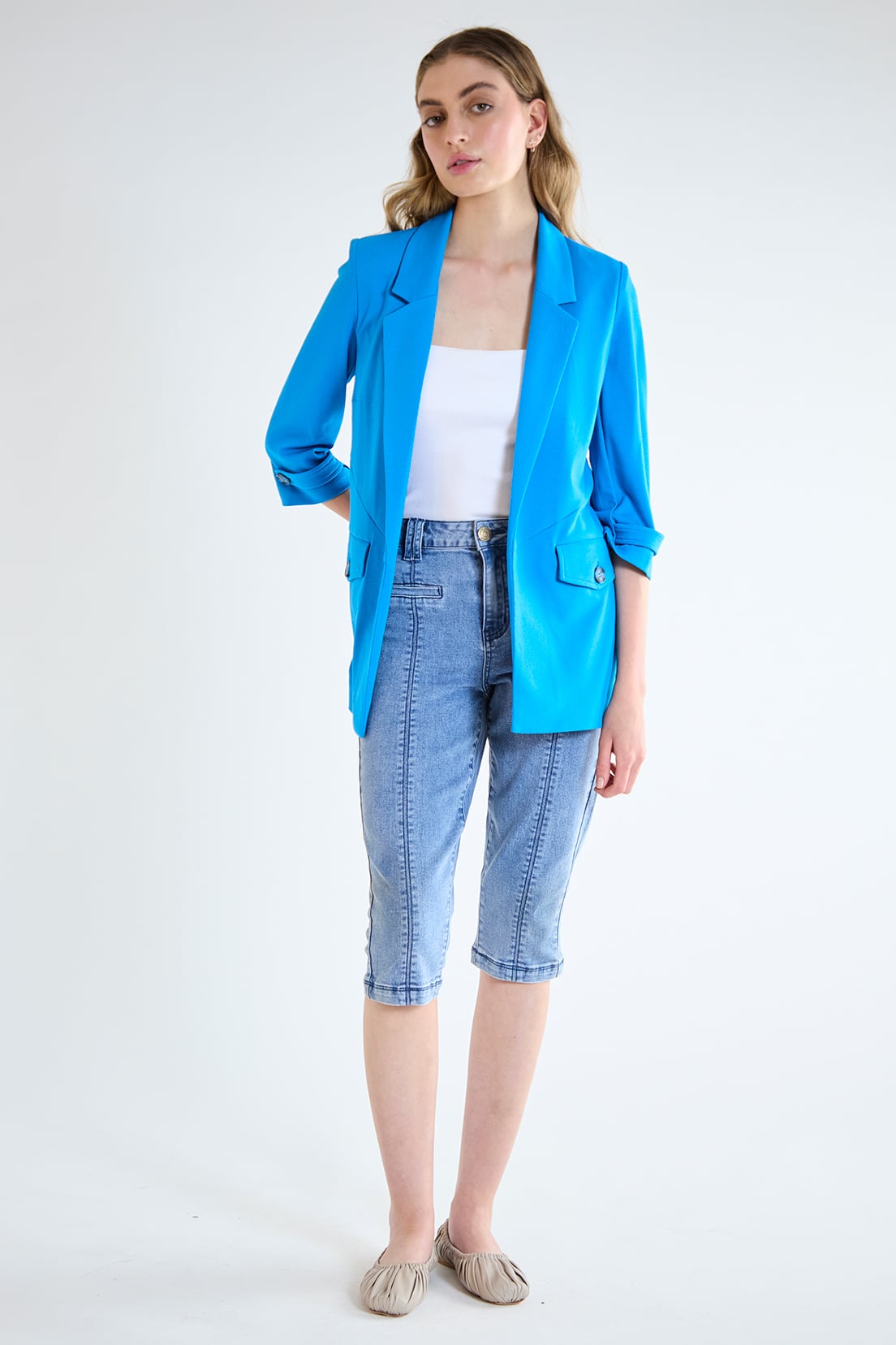 BLAZER MUJER IO AZUL LISO - 5
