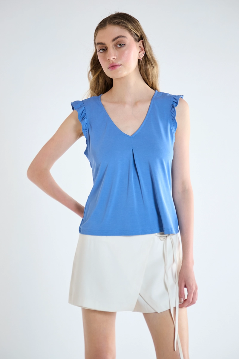 POLERA MUJER IO AZUL LISA - 1
