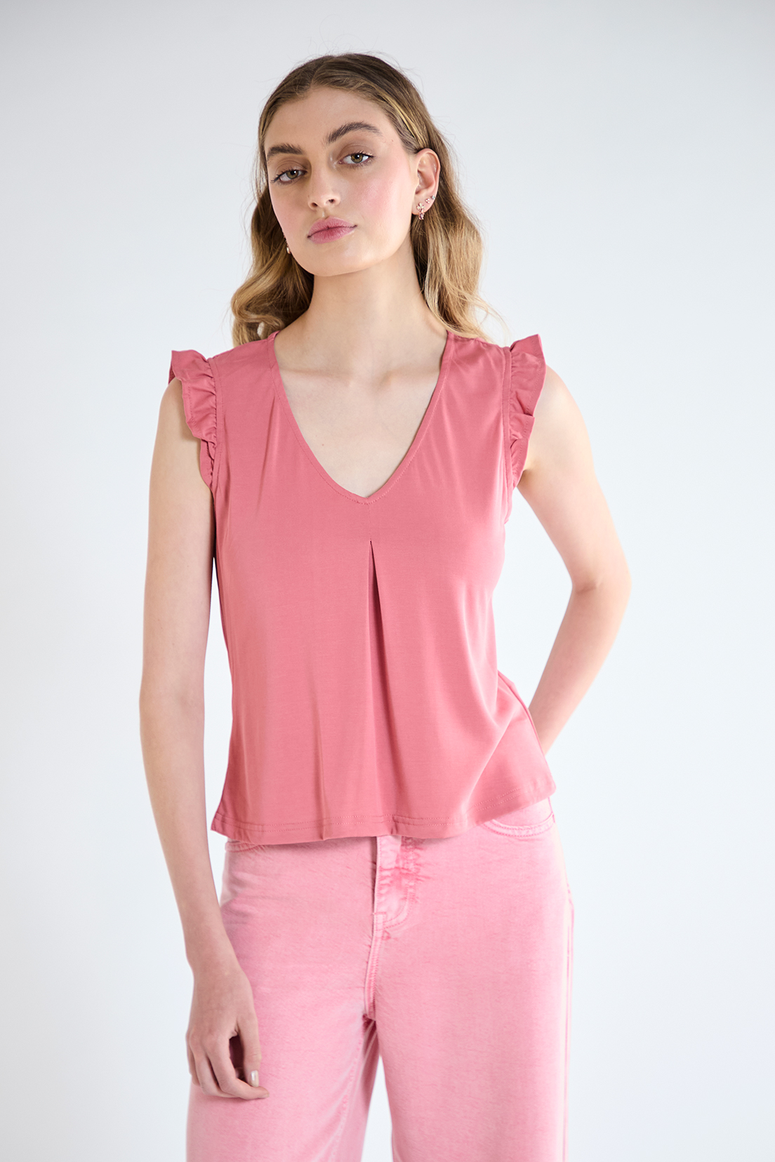 POLERA MUJER IO FUCSIA LISA - 1