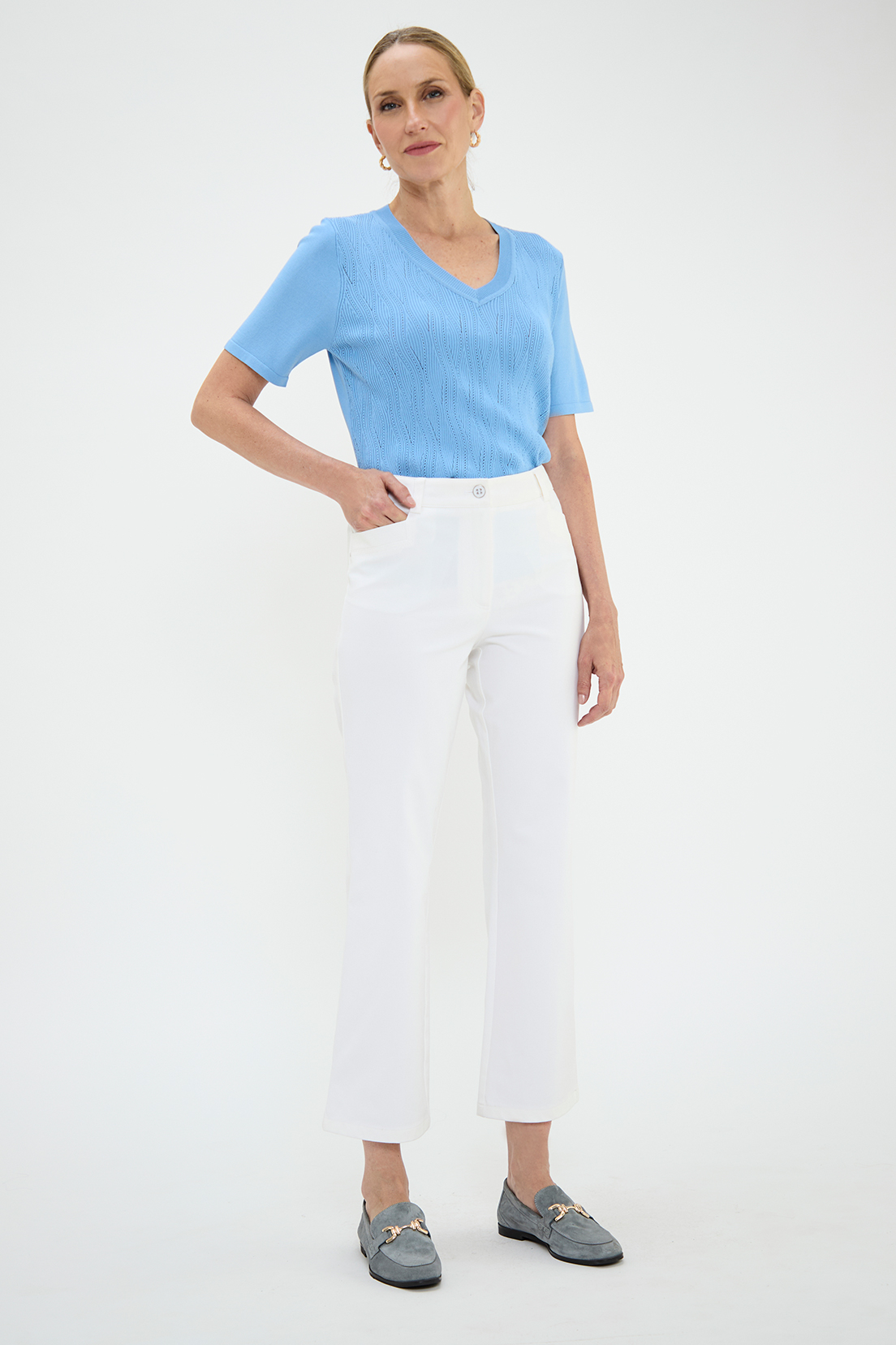 PANTALÓN ALGODÓN MUJER MA GRIFFE BLANCO RECTO - 1