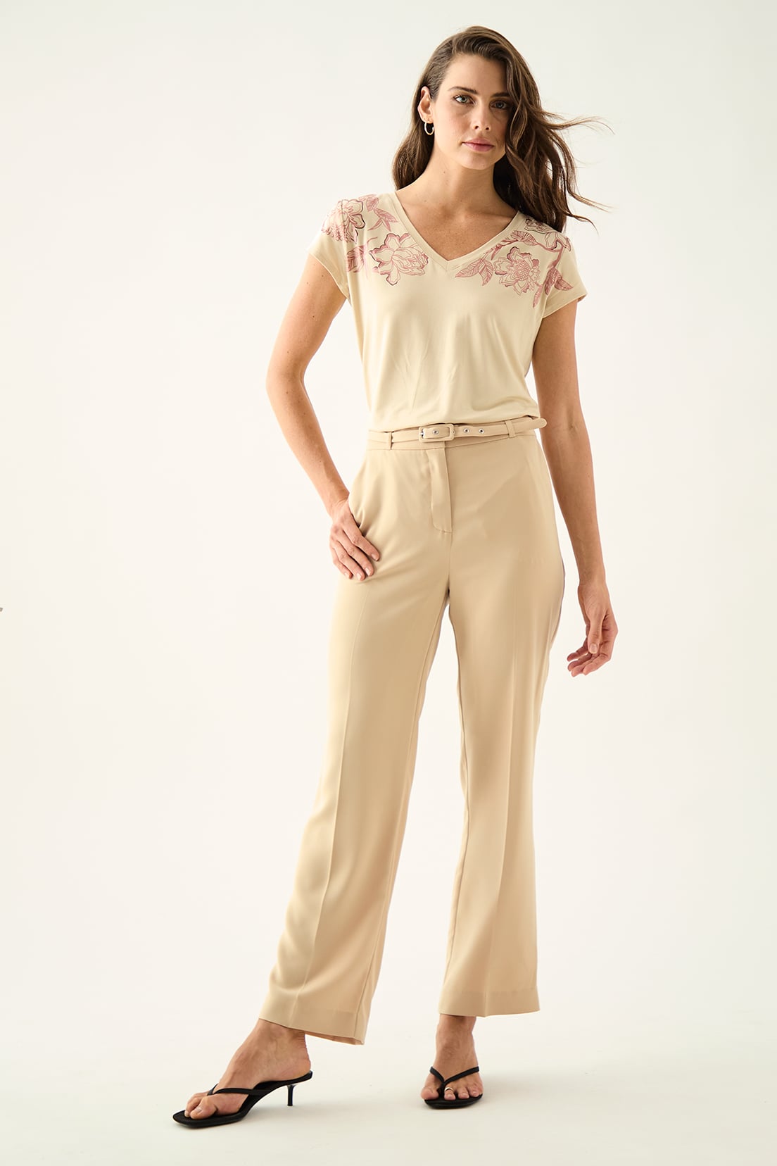 PANTALÓN MUJER ASH BEIGE LISO - 1