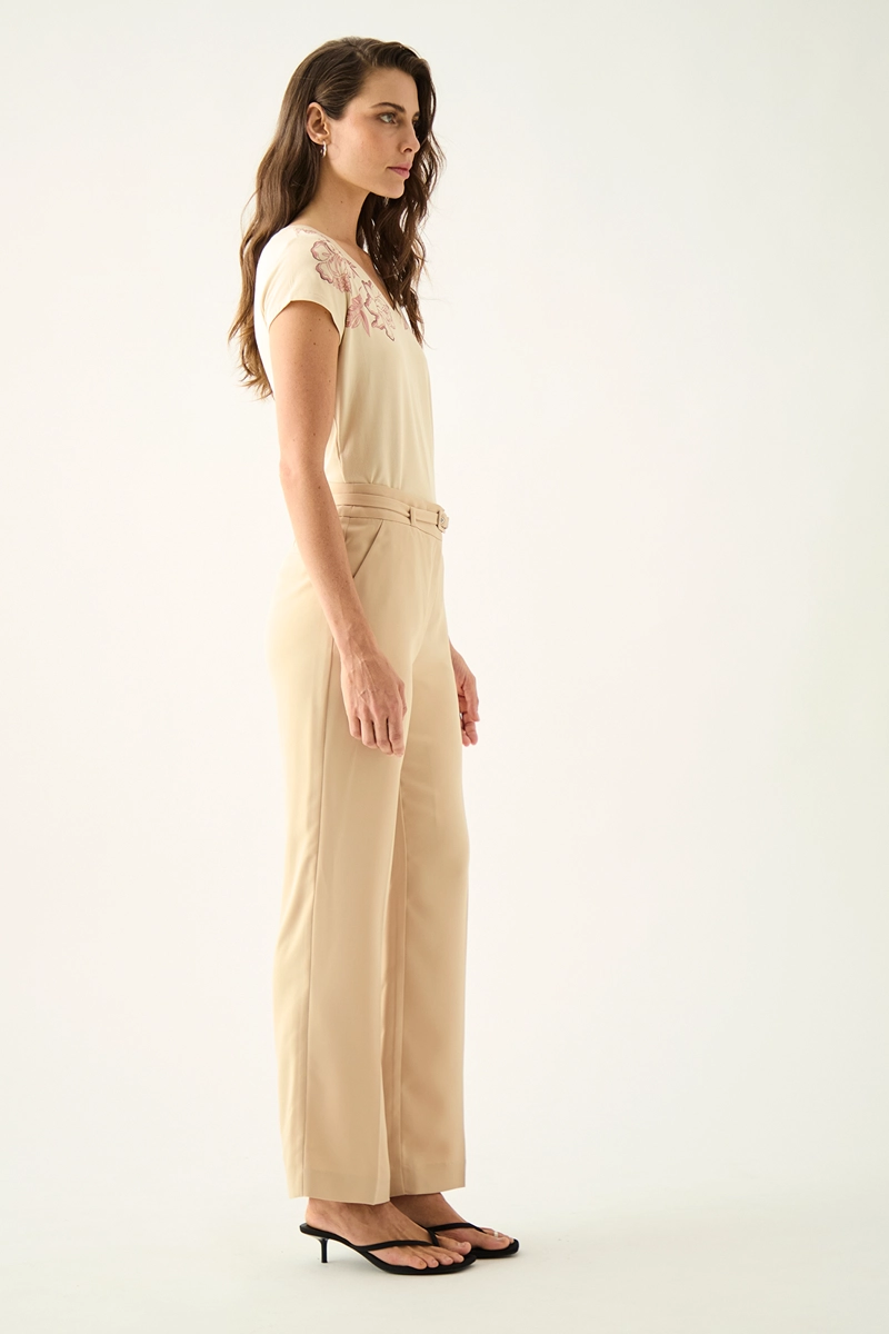 PANTALÓN MUJER ASH BEIGE LISO - 4