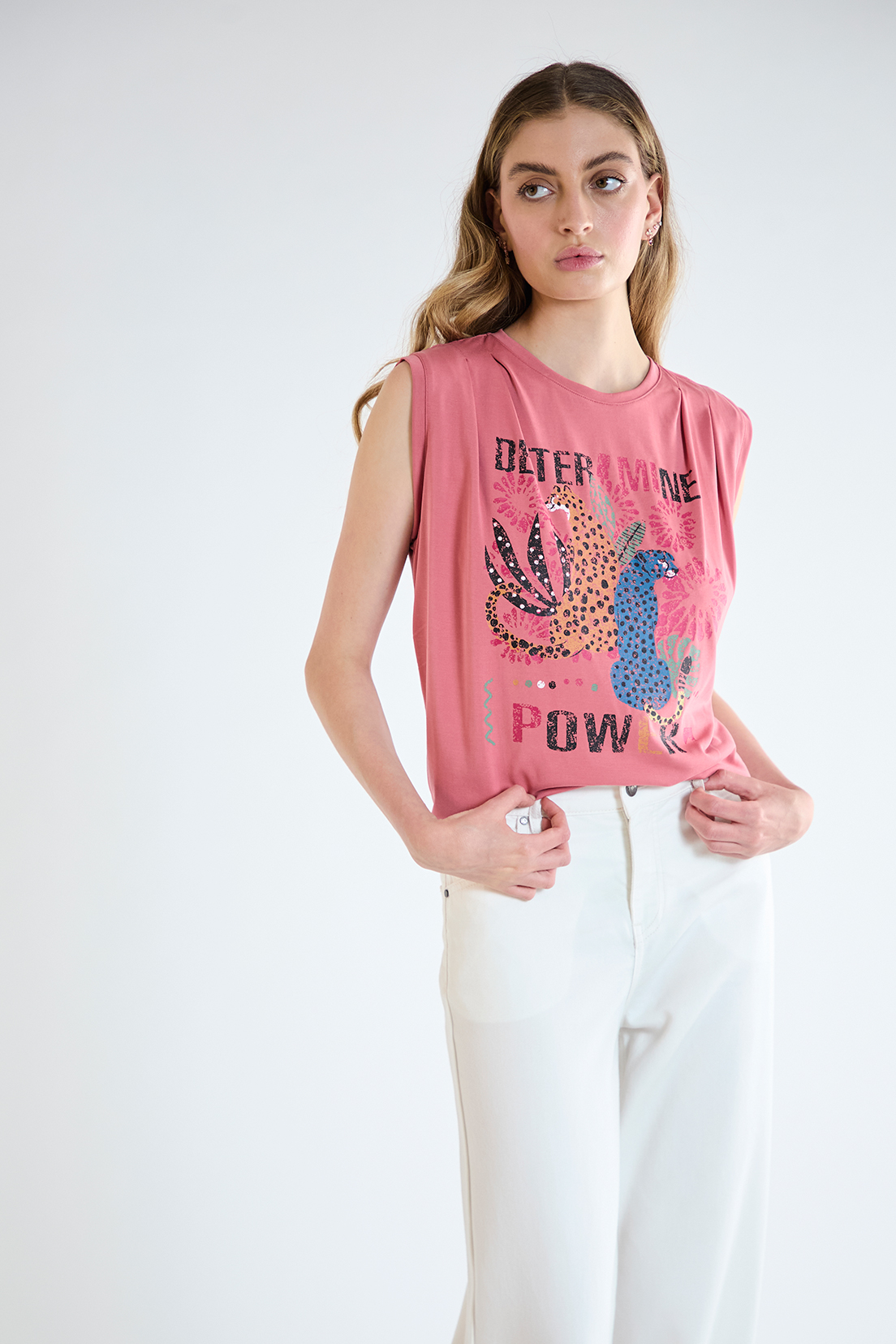 POLERA MUJER IO ROSADO ESTAMPADA - 1