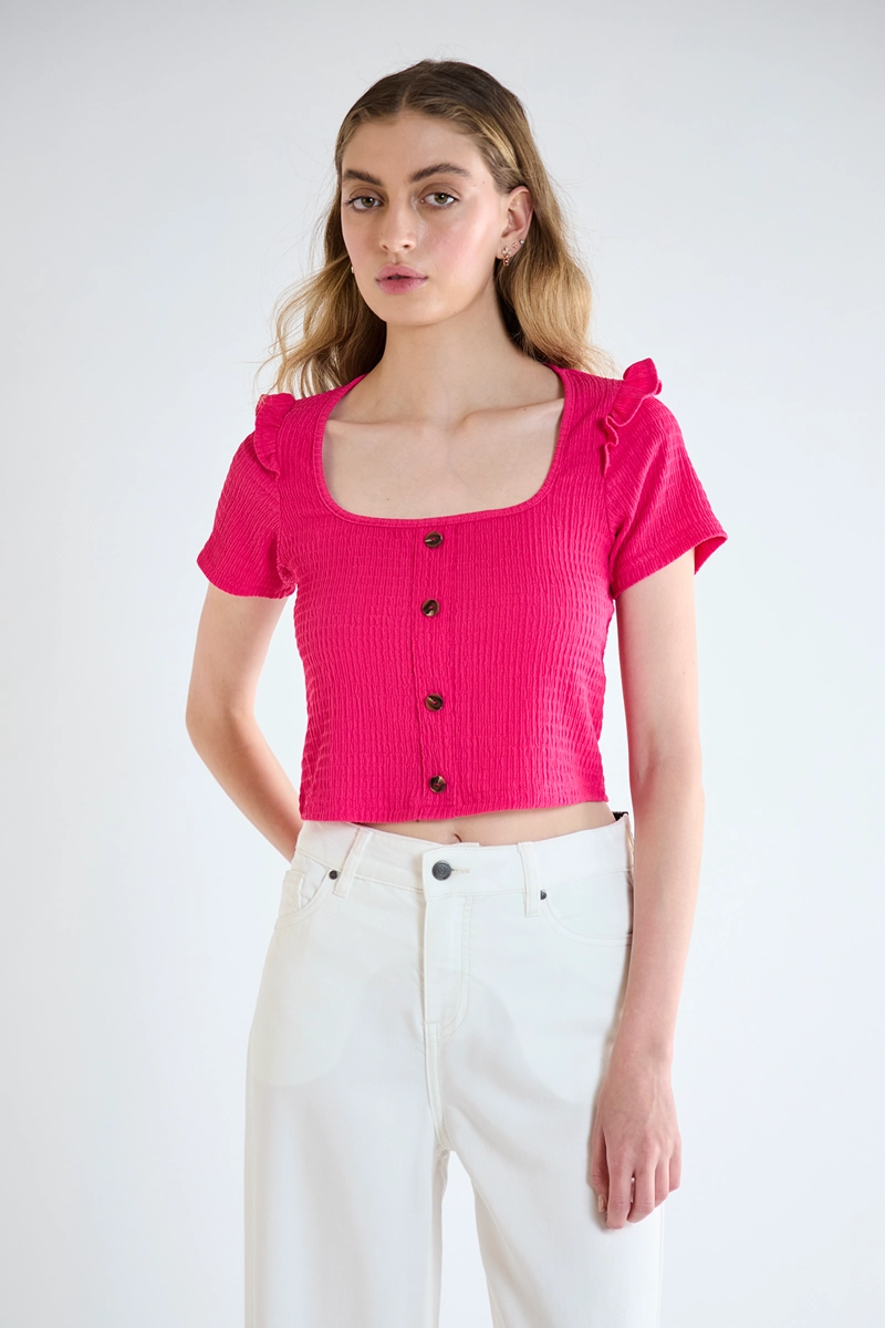 POLERA MUJER IO FUCSIA LISA - 1