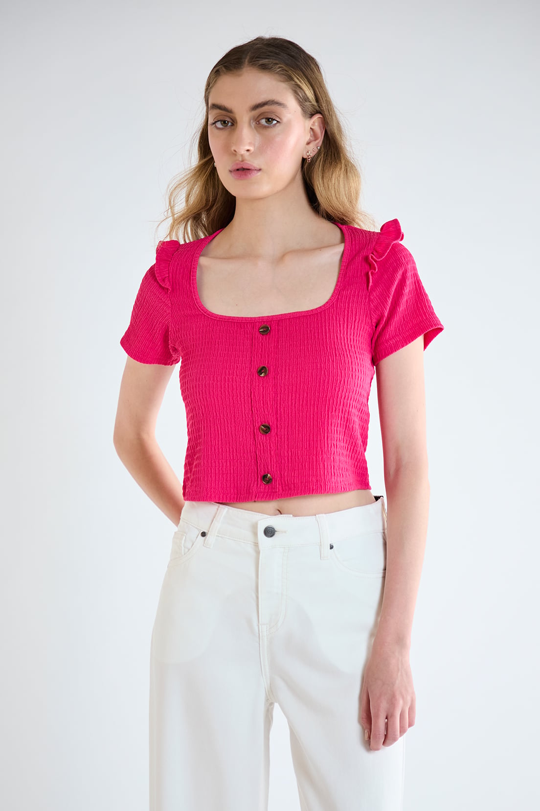 POLERA MUJER IO FUCSIA LISA - 1