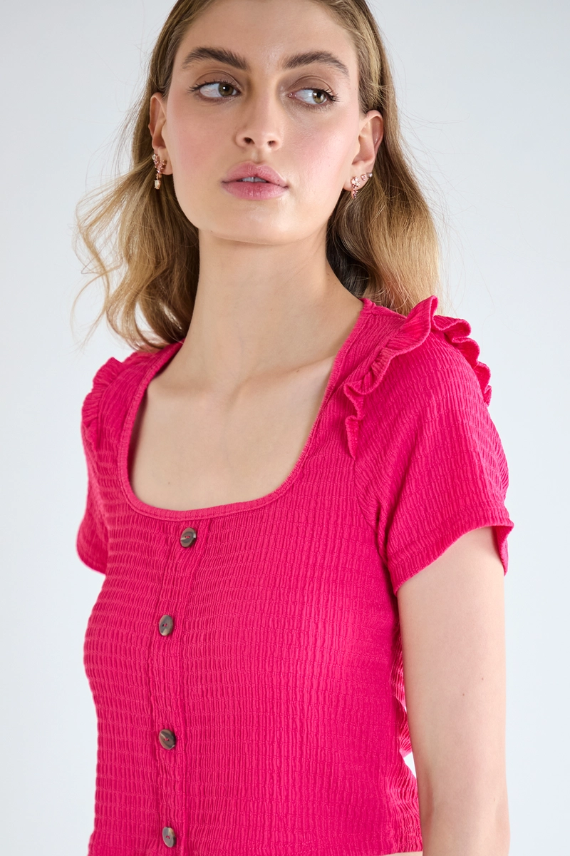 POLERA MUJER IO FUCSIA LISA - 2