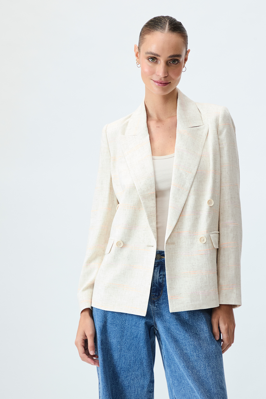 BLAZER MUJER IO BEIGE LISO - 1