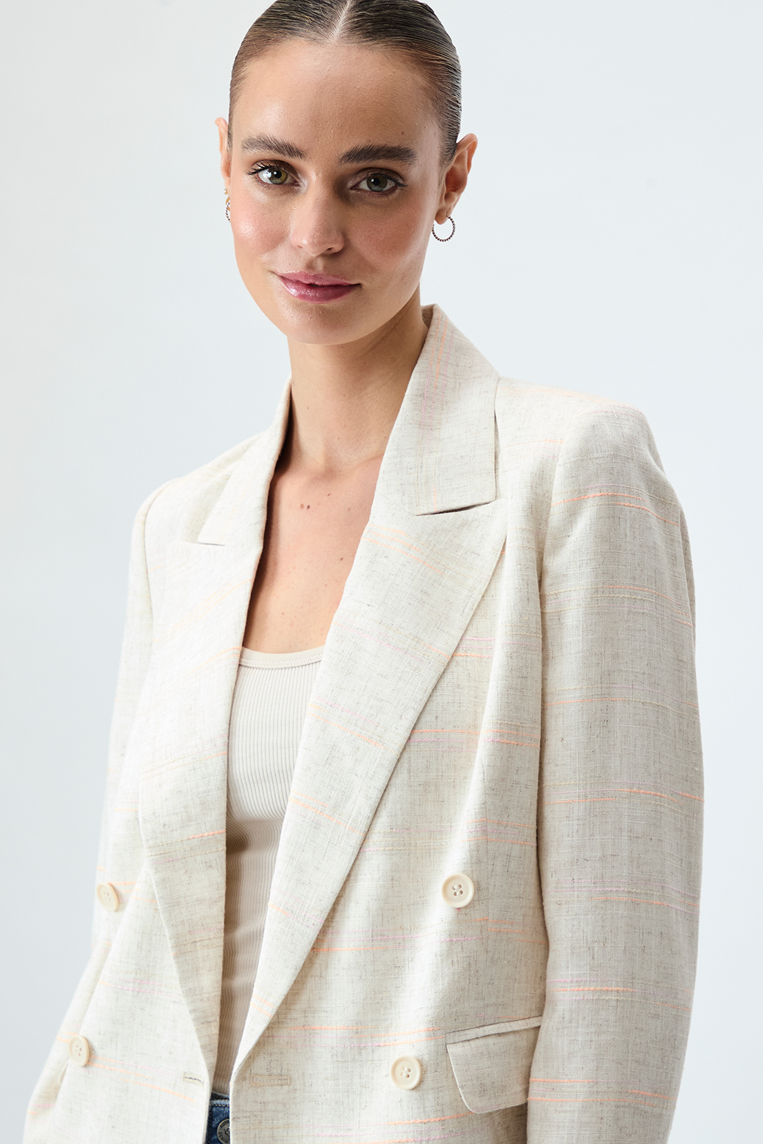 BLAZER MUJER IO BEIGE LISO - 2