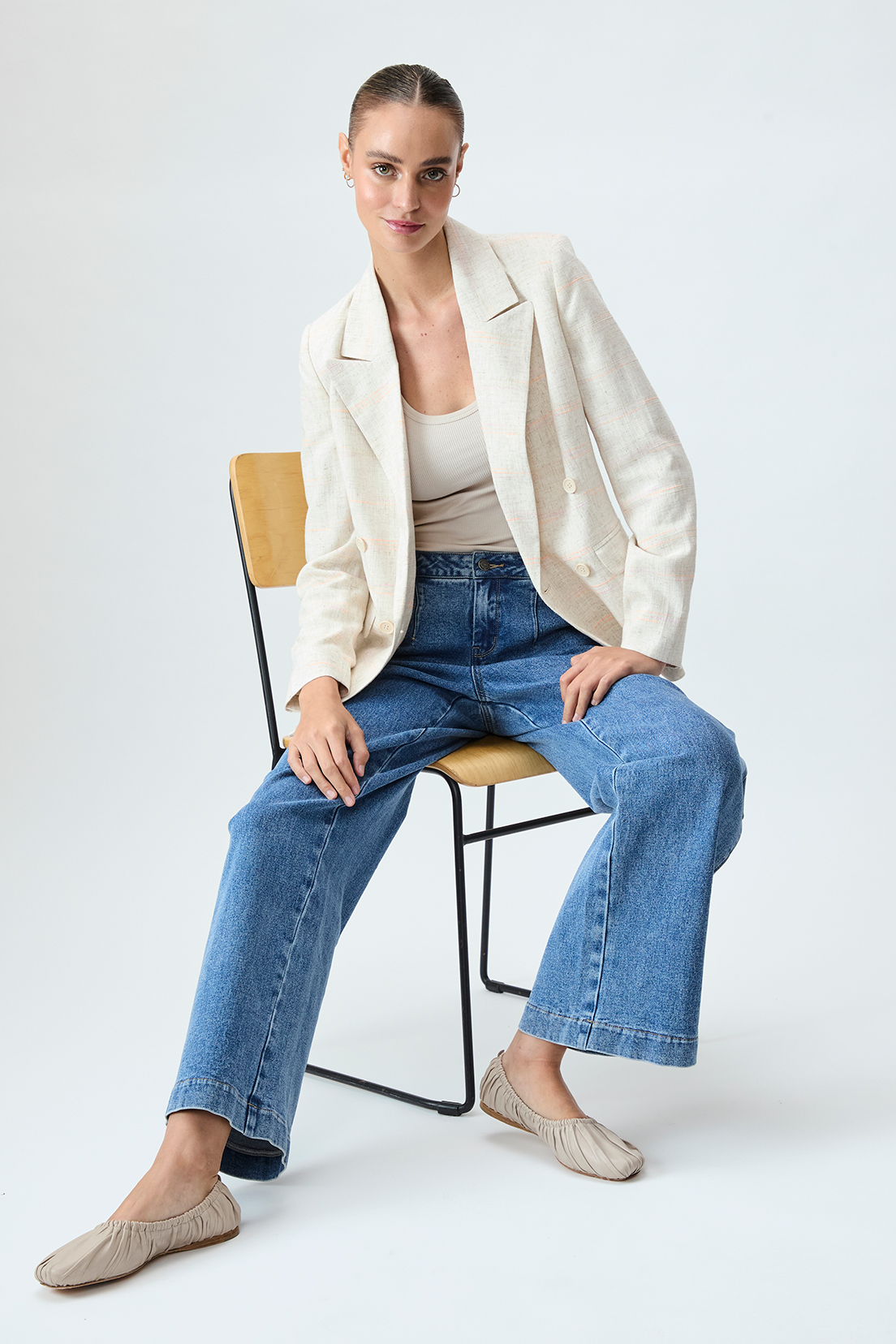 BLAZER MUJER IO BEIGE LISO - 5