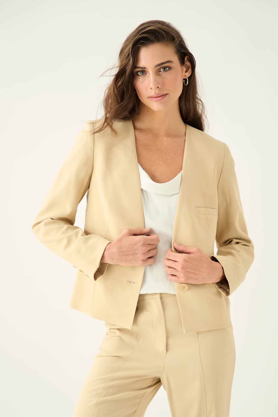 BLAZER MUJER ASH BEIGE LISO - 1