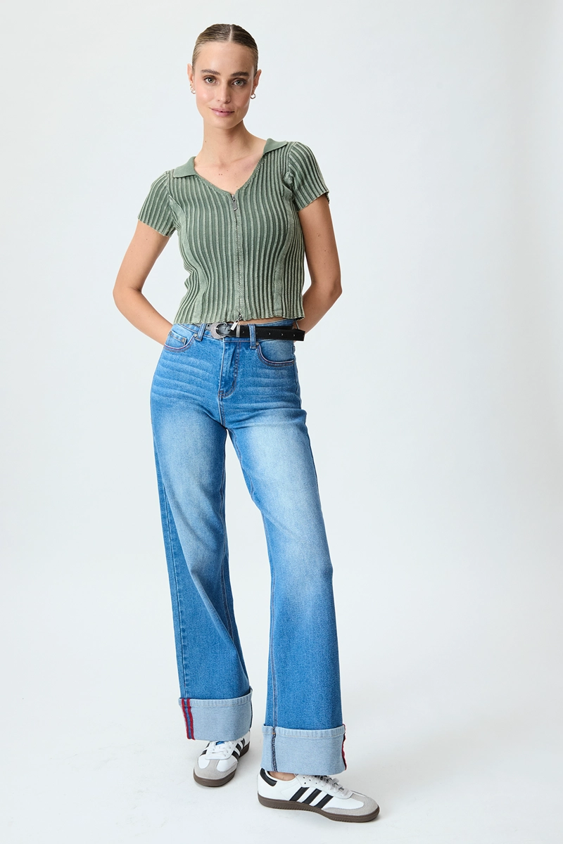 POLERA ALGODÓN MUJER IO VERDE LISA - 5