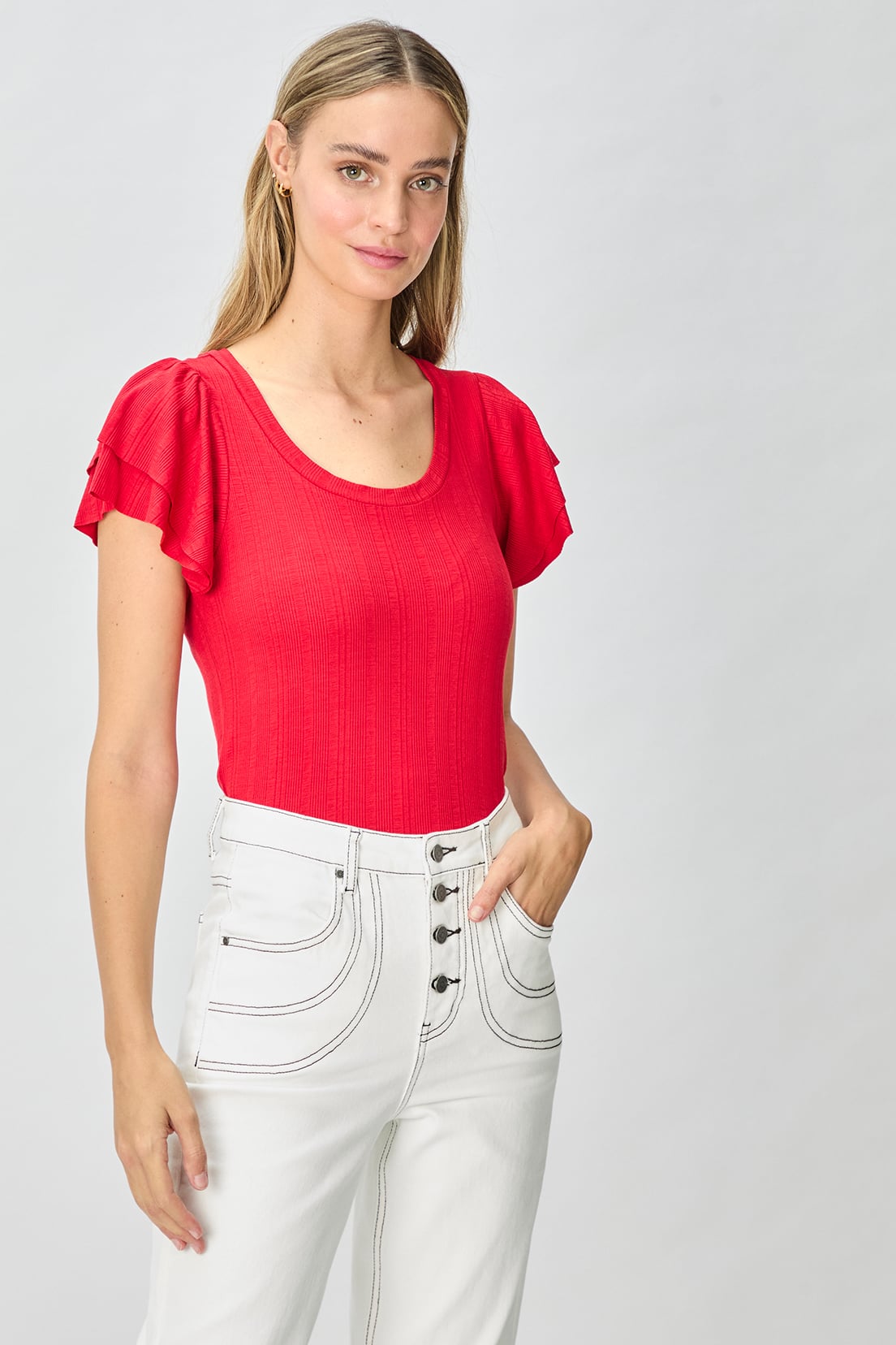 POLERA MUJER IO ROJO LISA - 1