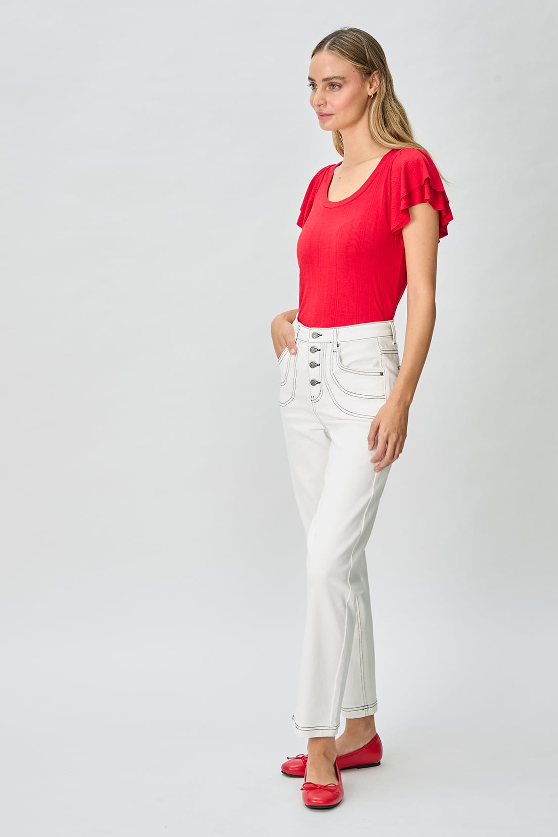 POLERA MUJER IO ROJO LISA - 3