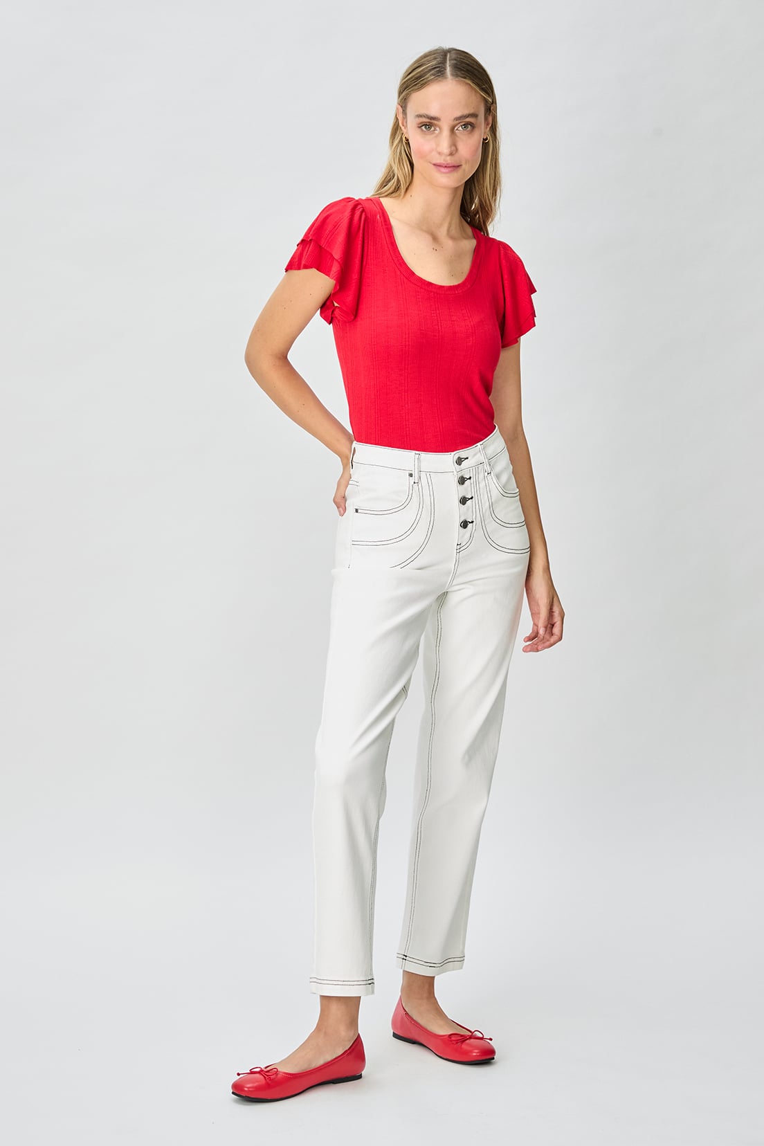 POLERA MUJER IO ROJO LISA - 5