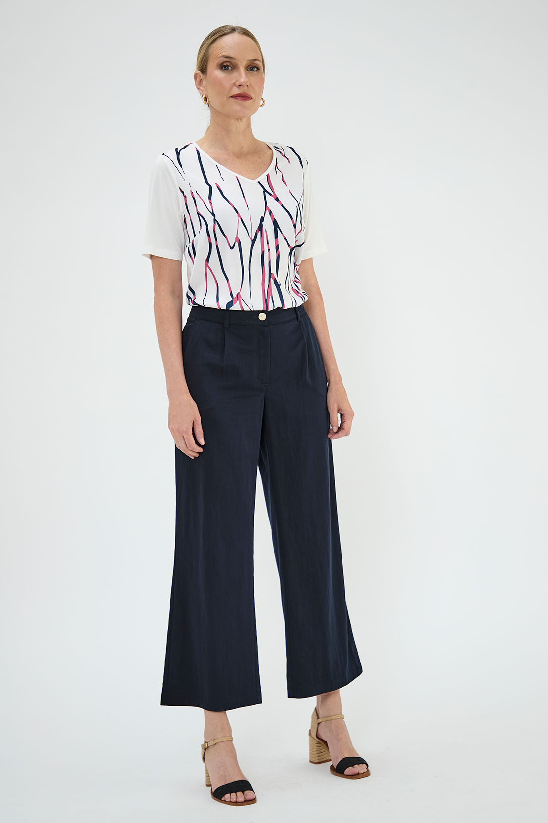 PANTALÓN MUJER MA GRIFFE AZUL WIDE CON PINZAS - 4