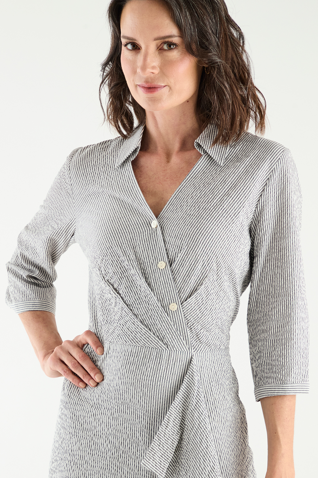 VESTIDO CAMISERO MUJER MA GRIFFE BLANCO MAGRIFFE CON VUELO - 2
