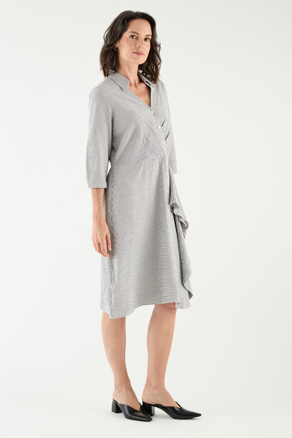 VESTIDO CAMISERO MUJER MA GRIFFE BLANCO MAGRIFFE CON VUELO - 4