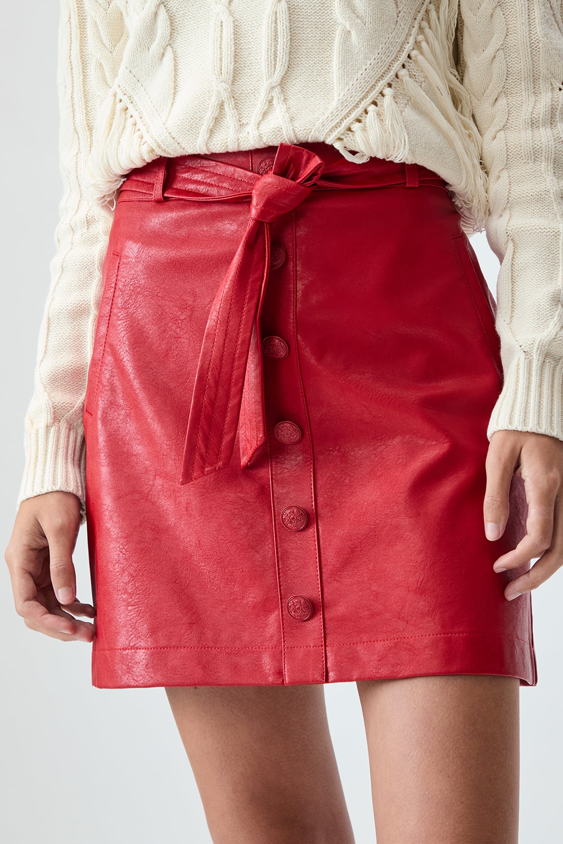 FALDA MUJER IO ROJO LISA - 3
