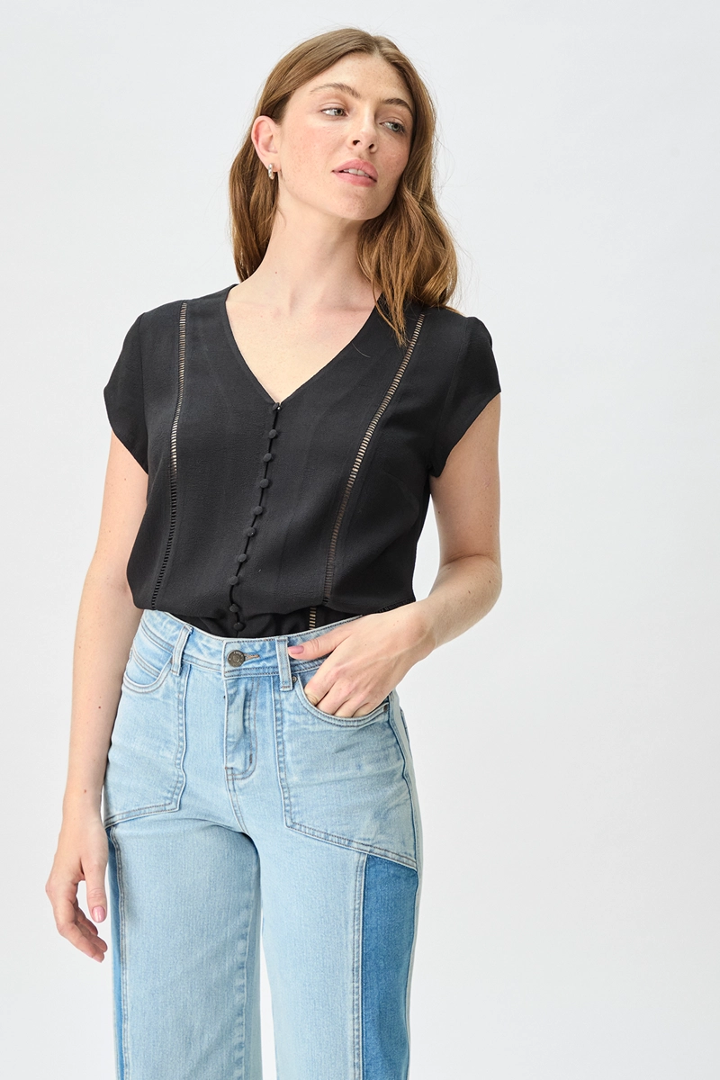 BLUSA MUJER IO NEGRO LISA - 1