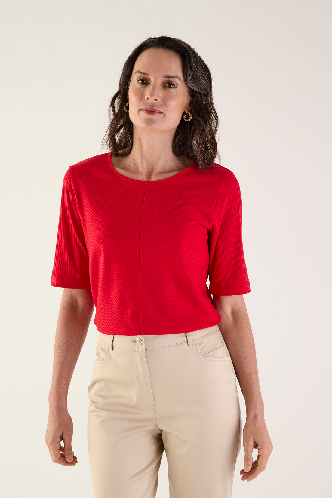 POLERA MUJER GRIFFE ROJO LISA - 1